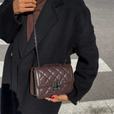 Green Quilted Bag With Chain Diamond Lattice Leather Shoulder Crossbody Bag