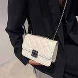 Green Quilted Bag With Chain Diamond Lattice Leather Shoulder Crossbody Bag