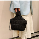 Green Tote Bucket Bag Cloth Women's Handbag Chain Shoulder Messenger Bag