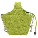 Green Tote Bucket Bag Cloth Women's Handbag Chain Shoulder Messenger Bag