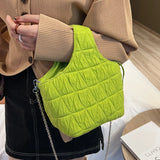 Green Tote Bucket Bag Cloth Women's Handbag Chain Shoulder Messenger Bag