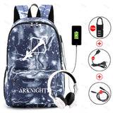 Arknights Backpack Anti-Theft Student Book Bag with USB Charging