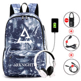 Arknights Backpack Anti-Theft Student Book Bag with USB Charging