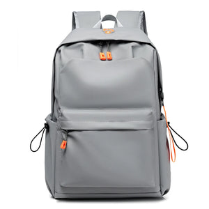 Grey USB School Backpack Lightweight Water Proof 14 Inch Laptop Bag