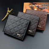 Men's Grid Pattern Business Casual Embossed Short Wallet