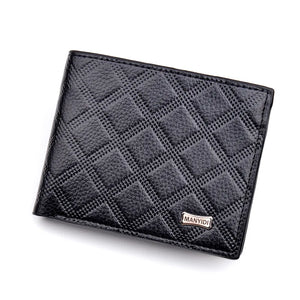 Men's Grid Pattern Business Casual Embossed Short Wallet