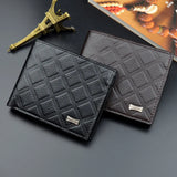 Men's Grid Pattern Business Casual Embossed Short Wallet