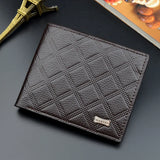Men's Grid Pattern Business Casual Embossed Short Wallet