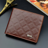 Men's Grid Pattern Business Casual Embossed Short Wallet