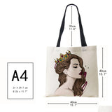 Harajuku Canvas Tote Bag Women Reusable Print Shoulder Handbag