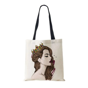 Harajuku Canvas Tote Bag Women Reusable Print Shoulder Handbag