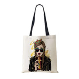 Harajuku Canvas Tote Bag Women Reusable Print Shoulder Handbag