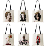 Harajuku Canvas Tote Bag Women Reusable Print Shoulder Handbag