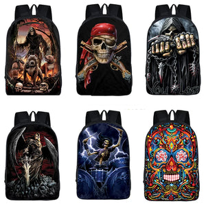 Grim Reaper Skull School Backpack Teenagers Boys Girls Punk Women Daily Bagpack