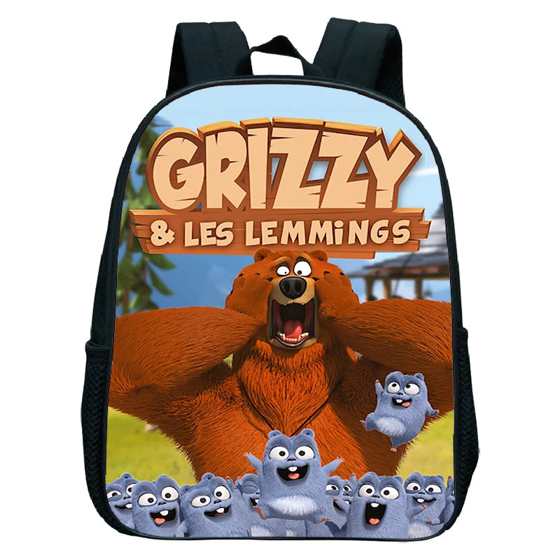 Grizzy And The Lemmings Kindergarten Backpack Girls Boys Bookbag