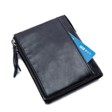 Retro Men's Leather Wallet Double Zipper Hand Holding Short Money Chuck