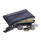 Retro Men's Leather Wallet Double Zipper Hand Holding Short Money Chuck
