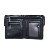 Retro Men's Leather Wallet Double Zipper Hand Holding Short Money Chuck
