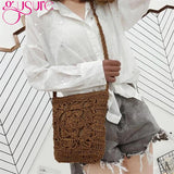 Bohemian Woven Hollow Out Beach Bag Women Crochet Fringed Straw Bags