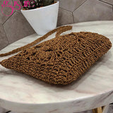 Bohemian Woven Hollow Out Beach Bag Women Crochet Fringed Straw Bags
