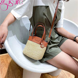 Casual Rattan Straw Bag Small Purse Handbags Summer Beach Crossbody