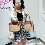 Casual Rattan Straw Bag Small Purse Handbags Summer Beach Crossbody