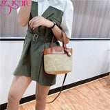 Casual Rattan Straw Bag Small Purse Handbags Summer Beach Crossbody