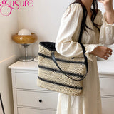Straw Shopper Tote Rattan Woven Shoulder Bags Large Capacity Handbags