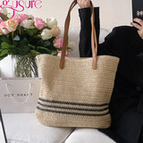 Straw Shopper Tote Rattan Woven Shoulder Bags Large Capacity Handbags