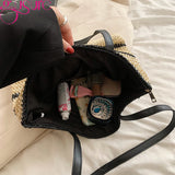 Straw Shopper Tote Rattan Woven Shoulder Bags Large Capacity Handbags