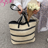 Straw Shopper Tote Rattan Woven Shoulder Bags Large Capacity Handbags
