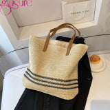 Straw Shopper Tote Rattan Woven Shoulder Bags Large Capacity Handbags