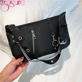 Casual Women Underarm Shoulder Bags Chain PU Leather Small Handbags
