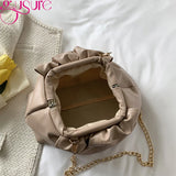 Ruched Cloud Clutch Handbag Purse Female Spring Chain Shoulder Crossbody Bag