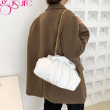 Ruched Cloud Clutch Handbag Purse Female Spring Chain Shoulder Crossbody Bag