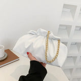 Ruched Cloud Clutch Handbag Purse Female Spring Chain Shoulder Crossbody Bag