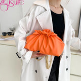 Ruched Cloud Clutch Handbag Purse Female Spring Chain Shoulder Crossbody Bag