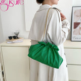 Ruched Cloud Clutch Handbag Purse Female Spring Chain Shoulder Crossbody Bag