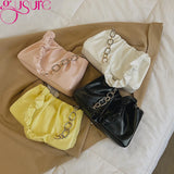 Ruched Cloud Small Clutch Handbag Purse Female Spring Chain Shoulder Bag
