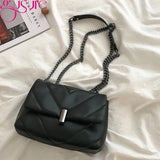 Quilted Shoulder Bag Chain Crossbody Large Capacity Handbag Solid Messenger
