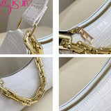 PU Leather Chain Shoulder Handbags Crocodile Pattern Female Underarm Bags
