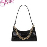 PU Leather Chain Shoulder Handbags Crocodile Pattern Female Underarm Bags