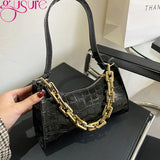 PU Leather Chain Shoulder Handbags Crocodile Pattern Female Underarm Bags