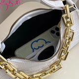 PU Leather Chain Shoulder Handbags Crocodile Pattern Female Underarm Bags