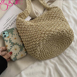 Small Straw Woven Beach Bag Portable Handbag