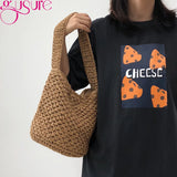 Small Straw Woven Beach Bag Portable Handbag