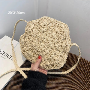 Bohemia Straw Half Bag Crossbody Handbag Small Beach Rattan Woven