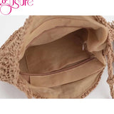 Crochet Straw Crossbody Bag Round Woven Knitted Handbag Beach Tassel Bags Girls