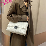 Lattice Square Crossbody Bag Quilted PU Leather Women Chain Handbag