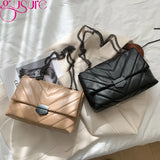 Lattice Square Crossbody Bag Quilted PU Leather Women Chain Handbag